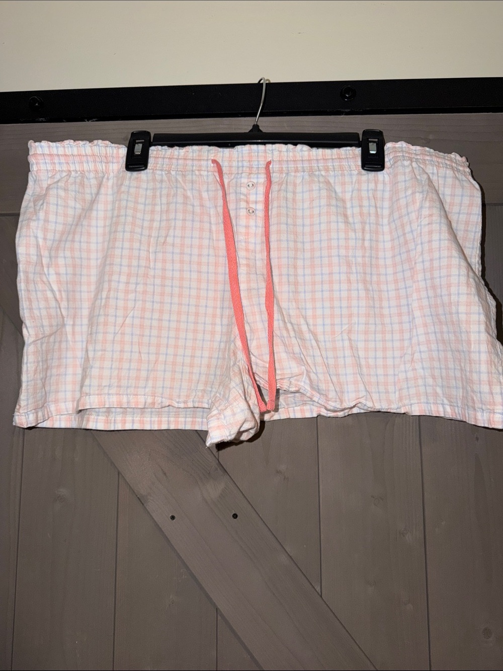 Sonoma Pastel Pink and Blue Plaid Cotton Lounge Shorts